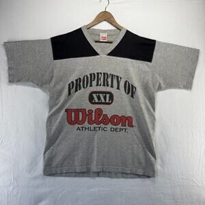 Vintage Wilson Shirt Men's XL Gray Black Property Athletic Department Jersey 90s